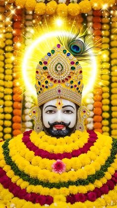 श्री खाटू श्याम बाबा की पुष्प श्रृंगार सहित दिव्य छवि